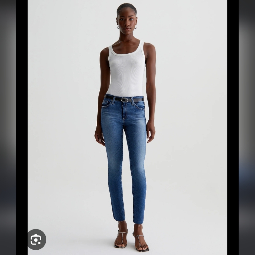 AG Adriano Goldschmied Blue Denim Jeans Womens Sz 27 Prima Ankle Cigarette Leg